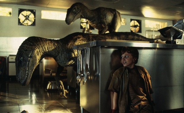 Jurassic Park raptors in kitchen